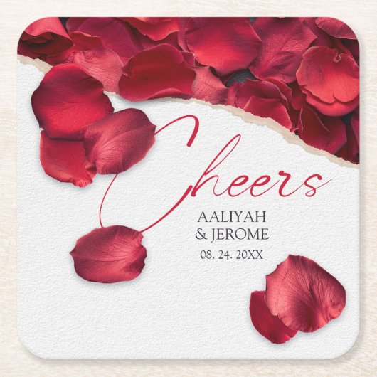 Rose Petals Wedding Coaster Rechteckiger Pappuntersetzer (Vorderseite)