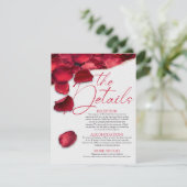 Rose Petals Wedding Details Card Einladung (Stehend Vorderseite)