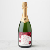 Rose Petals Wedding Wine Lable Schaumweinetikett (Vorderseite)