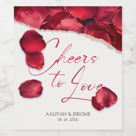 Rose Petals Wedding Wine Lable Weinetikett (Einzelnes Label)