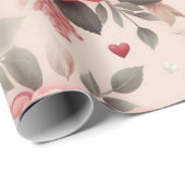 Rose, Pfannenbäume und Herzform Geschenkpapier (Rolleneckpunkt)