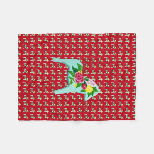Rose Pferde Fleecedecke (Vorderseite (Horizontal))