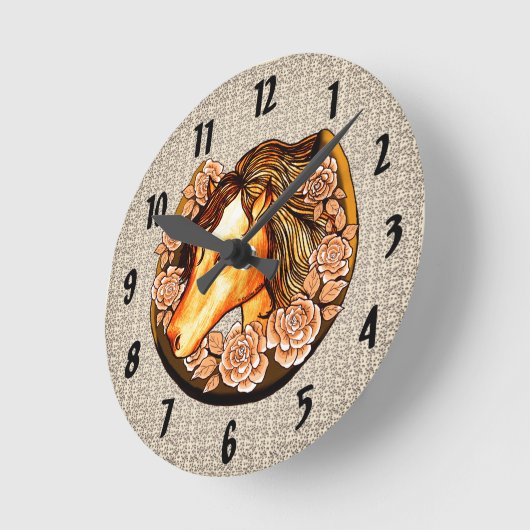 Rose Pferdeklemme Runde Wanduhr (Winkel)