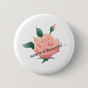 Rose (Pfirsich) - Schöne Natur Button