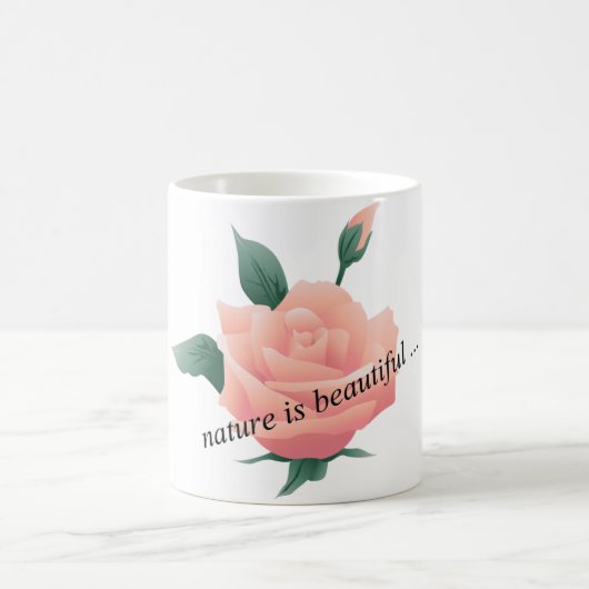 Rose (Pfirsich) - Schöne Natur Kaffeetasse (Mittel)
