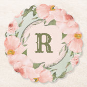 Rose pfirsichgrün untersetzer (Vorderseite)