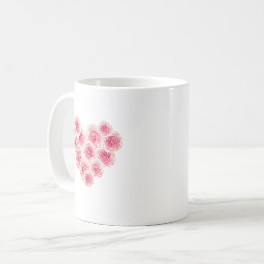 Rose Pfirsichrosa Liebe Kaffeetasse (Vorderseite Links)