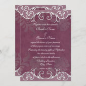 Rose Pflaume Hochzeitsfeiern Einladung (Vorne/Hinten)