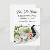 Rose Piano Musikblatt Save the Date Karte (Vorne/Hinten)