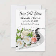 Rose Piano Musikblatt Save the Date Karte