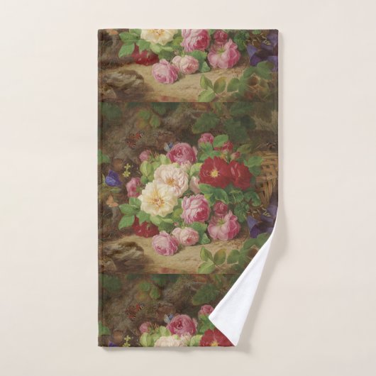 Rose Piece im Waldboden mit Schmetterlingen Badhandtuch Set (Handtuch)