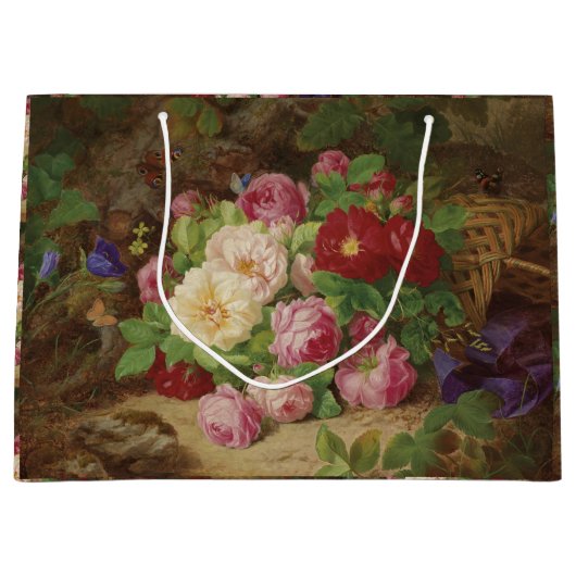 Rose Piece im Waldboden mit Schmetterlingen Große Geschenktüte (Vorderseite)