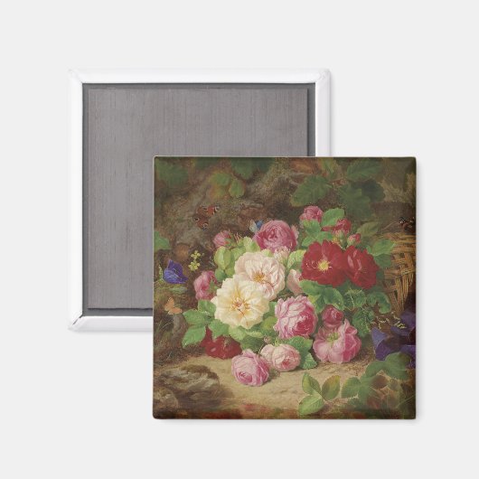 Rose Piece im Waldboden mit Schmetterlingen Magnet (Vorderseite/Rückseite)