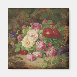 Rose Piece im Waldboden mit Schmetterlingen Magnet