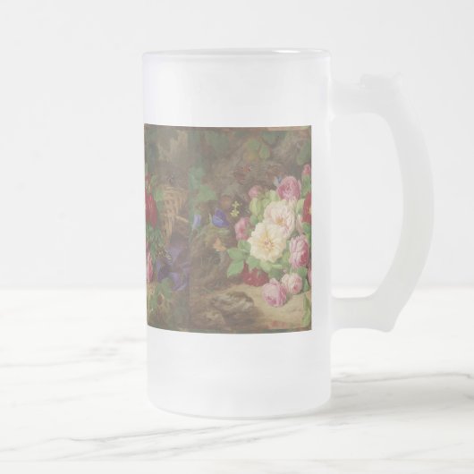 Rose Piece im Waldboden mit Schmetterlingen Mattglas Bierglas (Rechts)