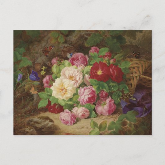 Rose Piece im Waldboden mit Schmetterlingen Postkarte (Vorderseite)