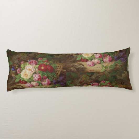 Rose Piece im Waldboden mit Schmetterlingen Seitenschläferkissen (Rückseite)