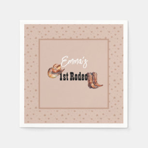 Rose Pink 1. Rodeo Cowgirl Geburtstagsparty Serviette