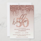 Rose Pink 50. Geburtstag Einladung (Vorderseite)