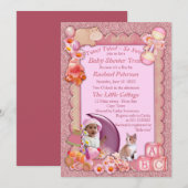 Rose-pink Baby Girl Dusche Tweete Einladung (Vorne/Hinten)