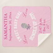 Rose Pink Baby Girl Geburtsstaten Sherpadecke (Vorderseite (Horizontal))