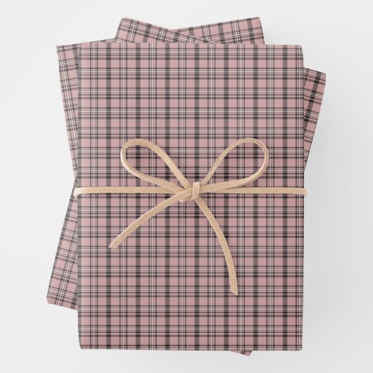 Rose Pink Black Plaid Classic Pattern Geschenkpapier Set (Beispiel)