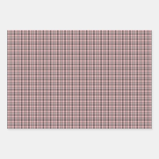 Rose Pink Black Plaid Classic Pattern Geschenkpapier Set (Vorderseite)