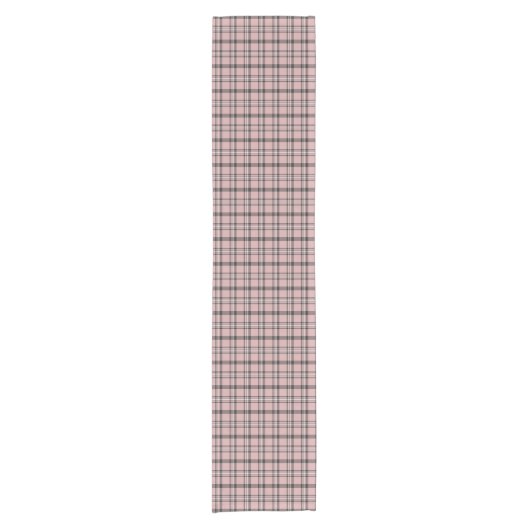 Rose Pink Black Plaid Classic Pattern Kurzer Tischläufer (Vorderseite)