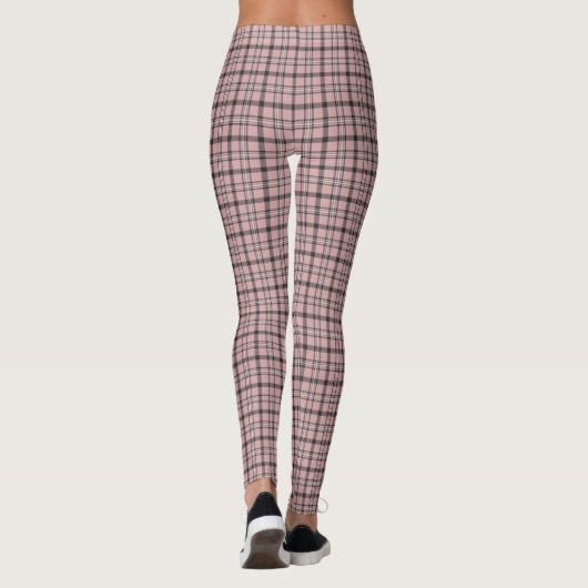 Rose Pink Black Plaid Classic Pattern Leggings (Rückseite)
