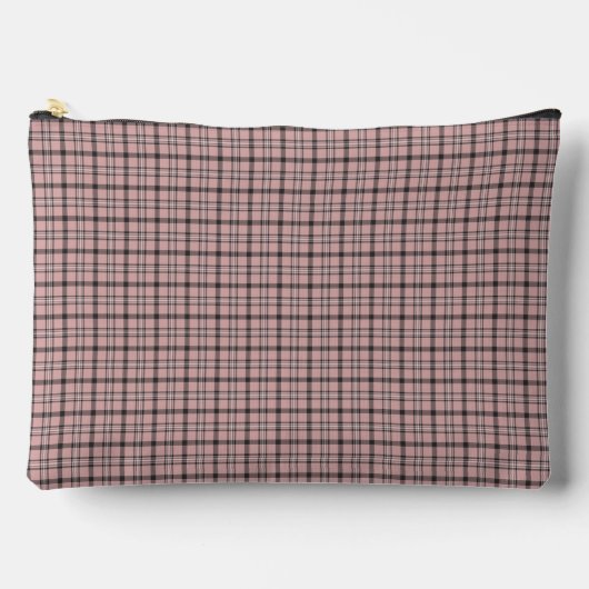 Rose Pink Black Plaid Classic Pattern Retro Zubehörtasche (Vorderseite)