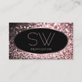Rose Pink Black Sparkle Glitzer Monogram Visitenkarte (Vorderseite)
