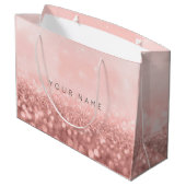 Rose Pink Blush Glitzer Hochzeit Bridal Große Geschenktüte (Rückseite Schrägansicht)