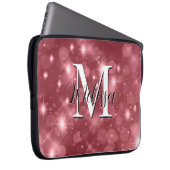 Rose Pink Bokeh Moderne Monogram Sparkle Laptopschutzhülle (Vorne Rechts)