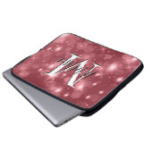 Rose Pink Bokeh Moderne Monogram Sparkle Laptopschutzhülle (Vorne Knopf)