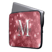 Rose Pink Bokeh Moderne Monogram Sparkle Laptopschutzhülle (Vorderseite Links)