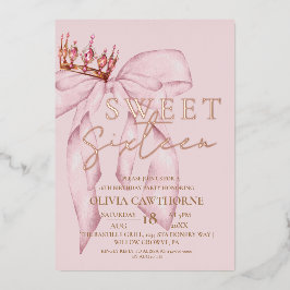 Rose Pink Bow Sweet 16 Folieneinladung