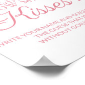 Rose Pink Bridal Shower Guess Kisses Game Poster (Ecke)