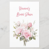 Rose Pink Bridal Shower Word Scramble Game (Rückseite)