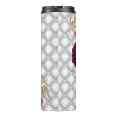 Rose Pink Burgundy Diamonds Elegantes Monogramm Thermosbecher (Rückseite)