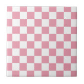 Rose Pink Checkerboard Fliese (Vorderseite)