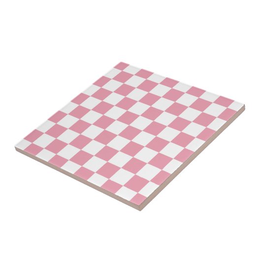 Rose Pink Checkerboard Fliese (Seite)