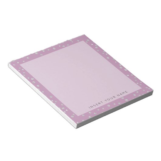 Rose Pink Crystal Confetti Notepad 5.5" x 6" Notizblock (angewinkelt)