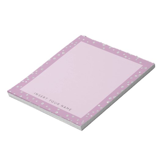 Rose Pink Crystal Confetti Notepad 5.5" x 6" Notizblock (Rotiert)