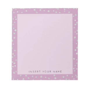 Rose Pink Crystal Confetti Notepad 5.5" x 6" Notizblock