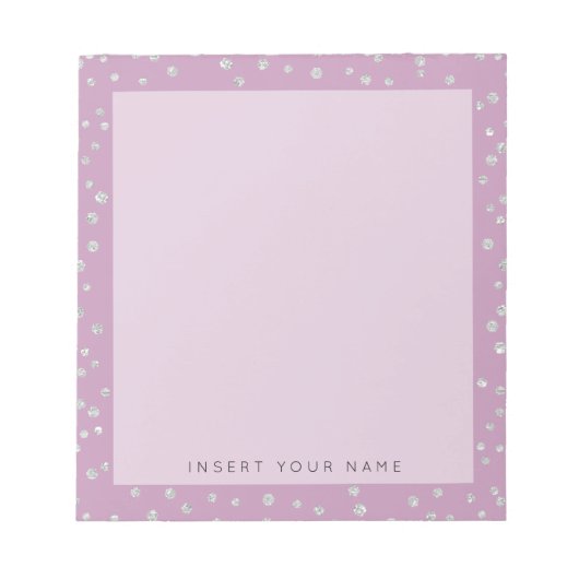 Rose Pink Crystal Confetti Notepad 5.5" x 6" Notizblock (Vorderseite)