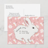 Rose Pink Daisies Bunny Baby Dusche Vielen Dank Postkarte (Vorne/Hinten)