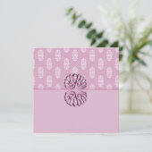 Rose Pink Damask Hochzeit Einladung (Stehend Vorderseite)