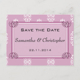 Rose Pink Damask Hochzeit Save the Date Ankündigungspostkarte
