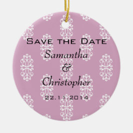 Rose Pink Damask Hochzeit Save the Date Keramik Ornament