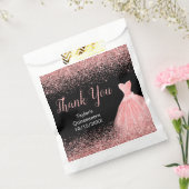 Rose Pink Dress Faux Glitter Quinceanera Geschenktütchen (Versiegelt)